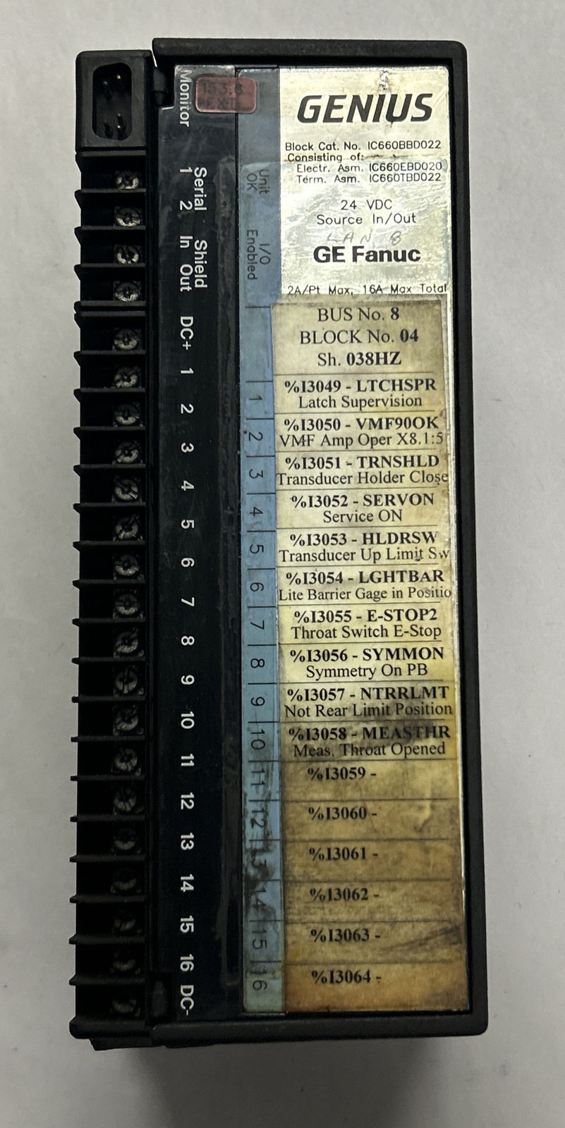GE FANUC,IC660BBD022,GENIUS BLOCK I/O MODULE