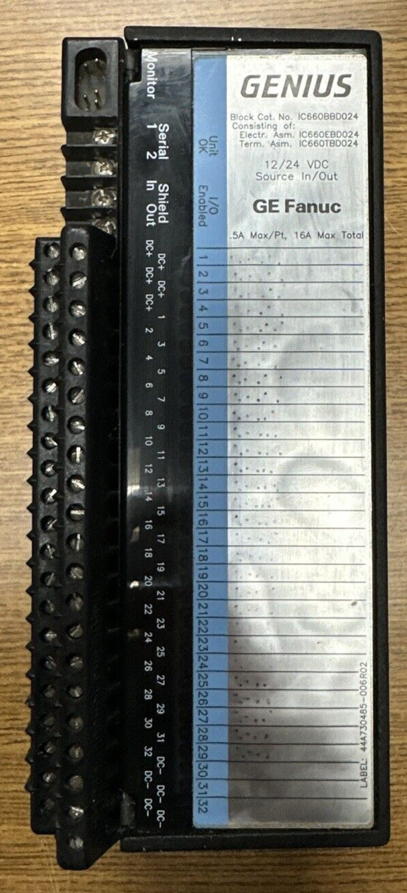 GE FANUC IC660EBD024N ELECTRONIC ASSEMBLY FOR GENIUS I/O BLOCK 12/24 VDC *USED*