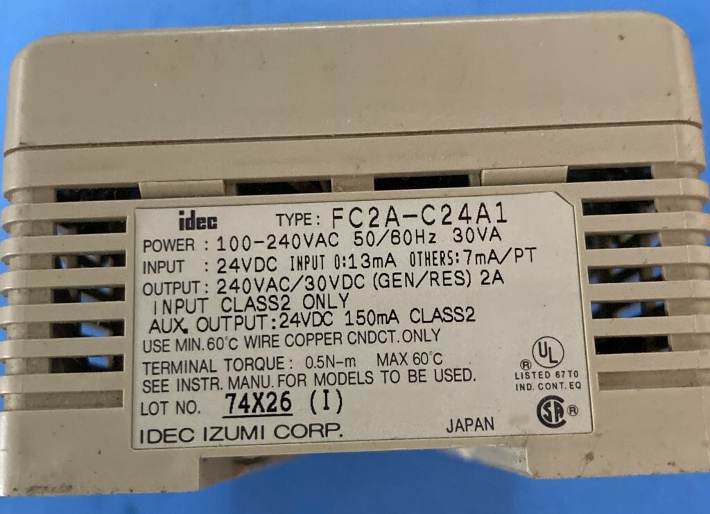 Idec FC2A-C24A1 Micro3 PLC; 100-240V; 14inputs; 10 Relay Outputs TESTED WORKS