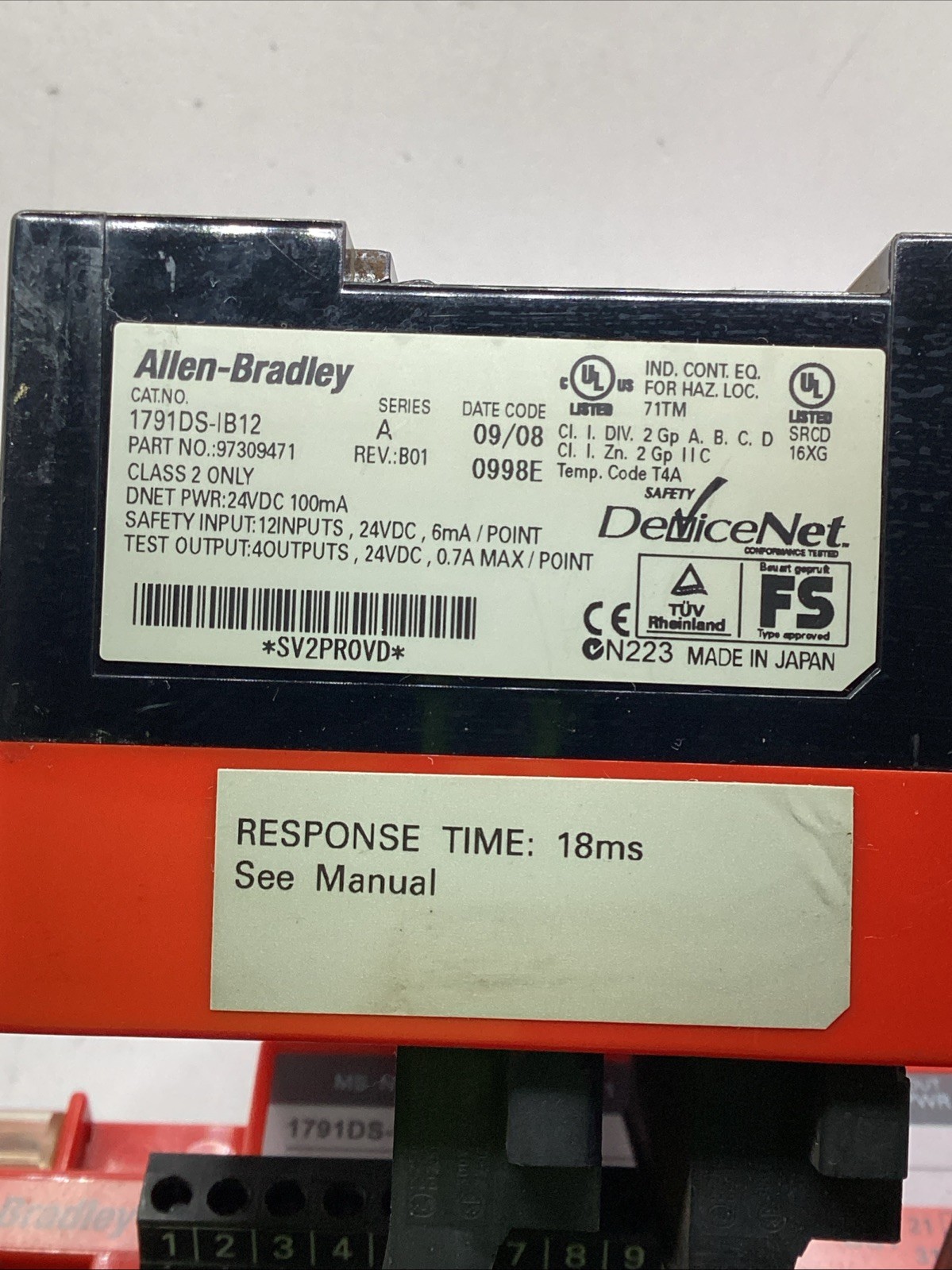 Allen Bradley 1791DS-IB12 Series A DeviceNet Safety Input Module Part #97309471