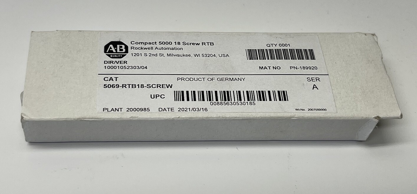 New Sealed AB 5069-RTB18-SCREW Compact 5000 18-Screw in box US Free Tax