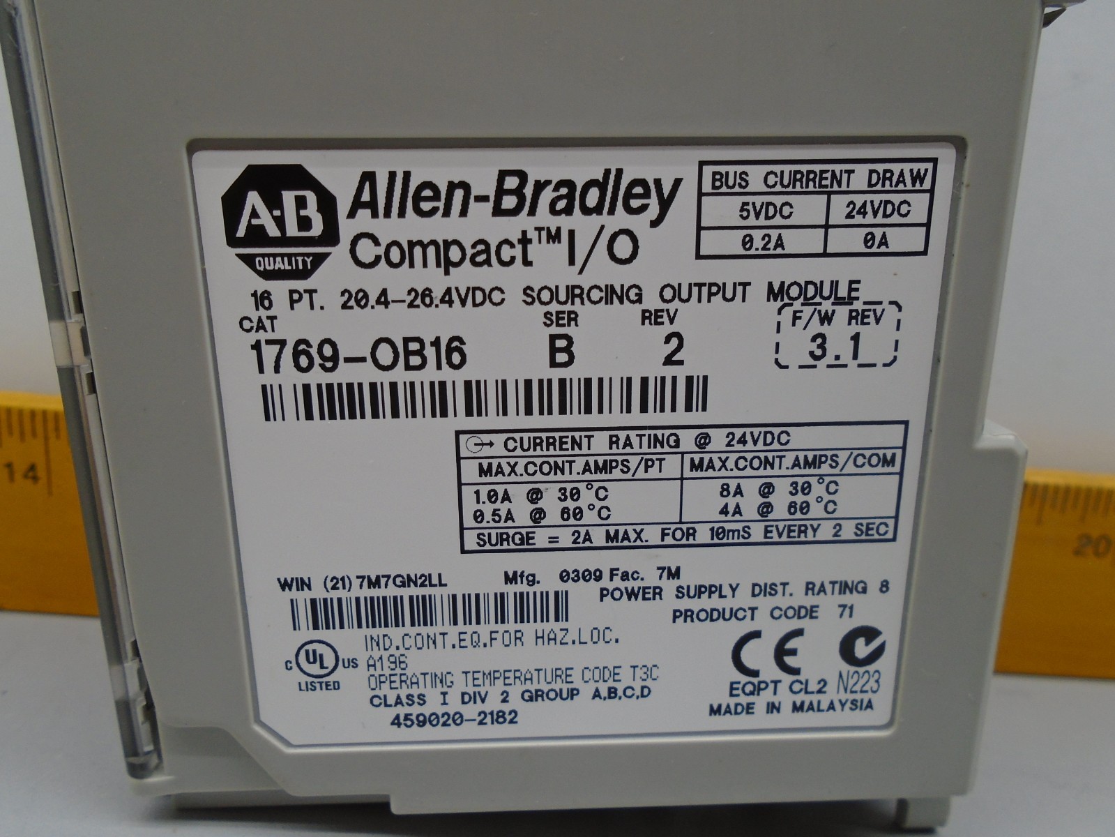 Allen Bradley 1769-OB16 /B Compact I/O DC Output 1769-0B16 W107