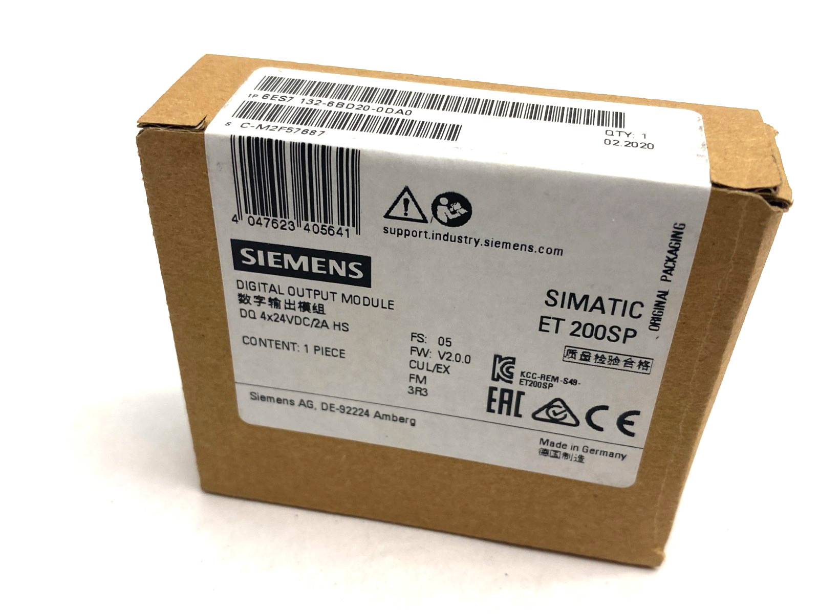 Siemens 6ES7 132-6BD20-0DA0 SIMATIC ET 200SP Dig. Output Module DQ 4x24VDC/2A HS