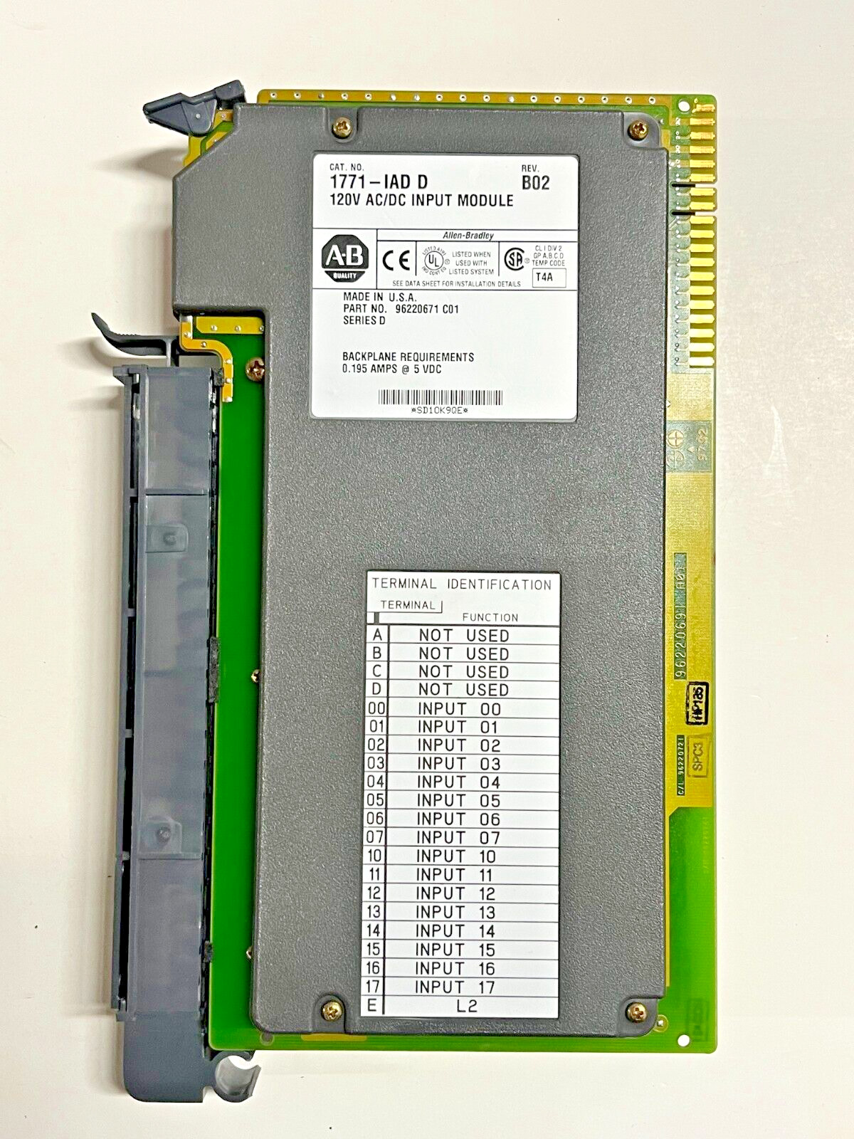 Qty 1 Used Allen Bradley 1771-IAD Ser D Rev B02 Input Module