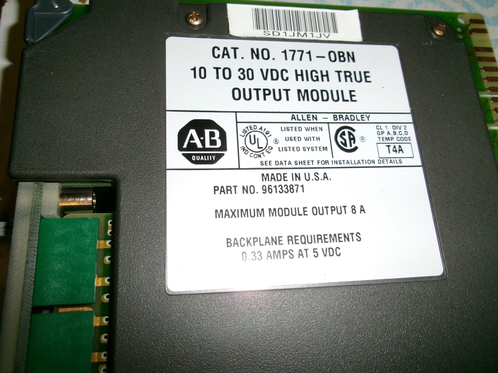 ALLEN BRADLEY 1771-OBN 10-30VDC HIGH TRUE OUTPUT MODULE PLC WHITE (109)
