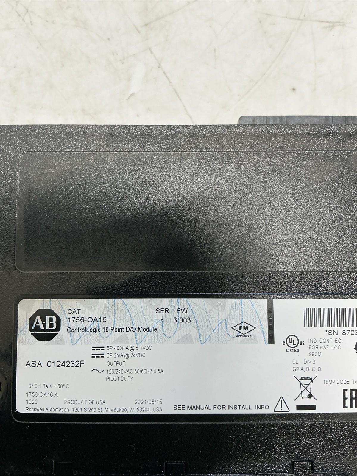 Allen Bradley 1756-OA16 /A Controllogix AC Output Z-337