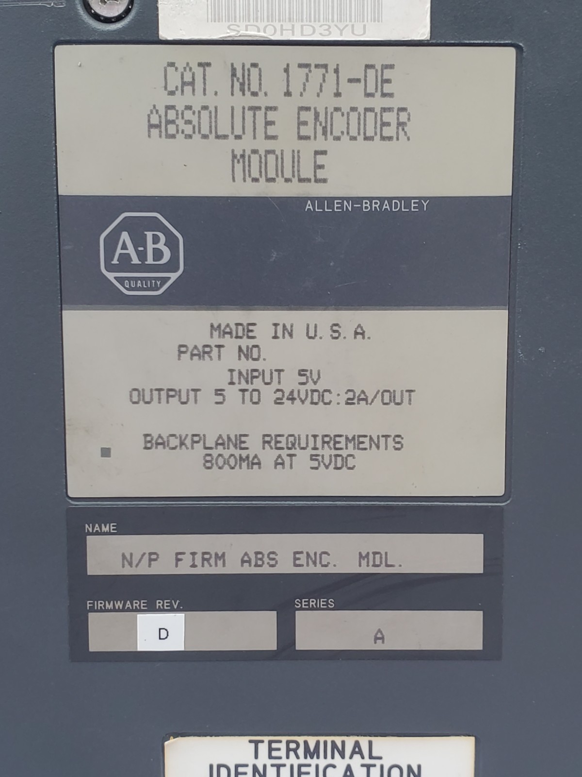 Allen Bradley 1771-DE Absolute Encoder Module 5-24V 2A