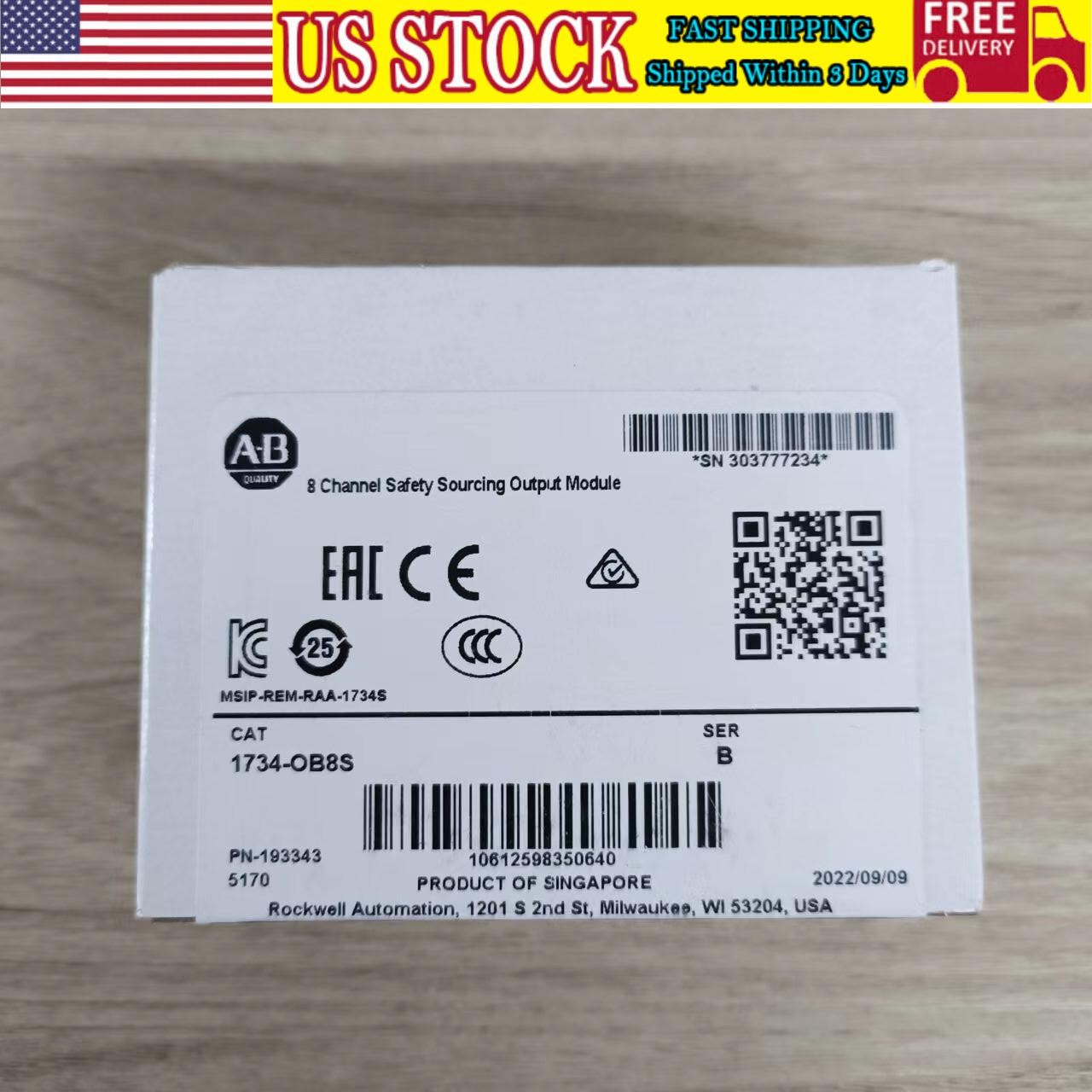 AB 1734-OB8S Point I/O 8 Channel Safety Sourcing Output Module US Free Tax