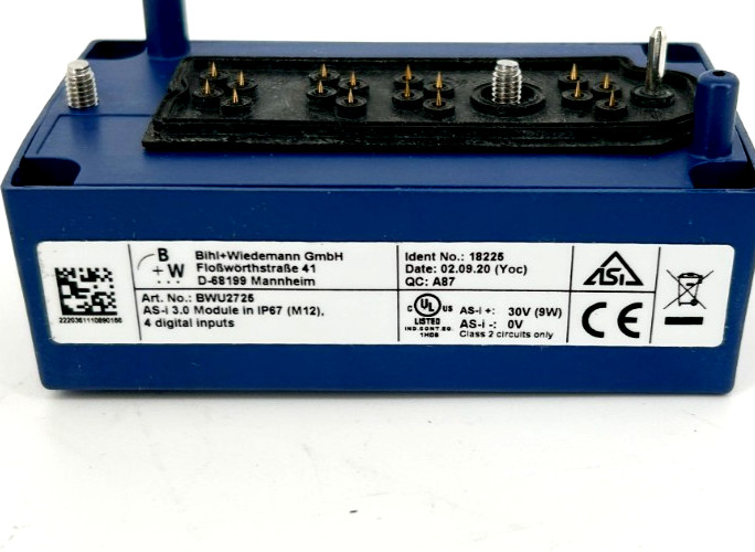New Bihl+Wiedemann BWU2725 AS-i 3.0 Module in IP67 (M12) 4 Digital Inputs 18255