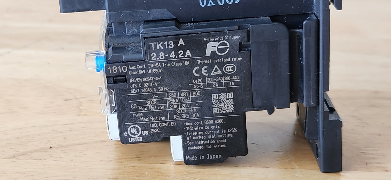 FUJI ELECTRIC TK13A 2.8-4.2A THERMAL OVERLOAD RELAY