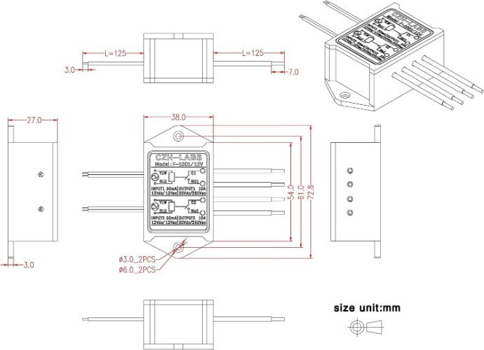 Electronics Salon SPST NO 10Amp Power Relay Module 12V AC DC Control Voltage