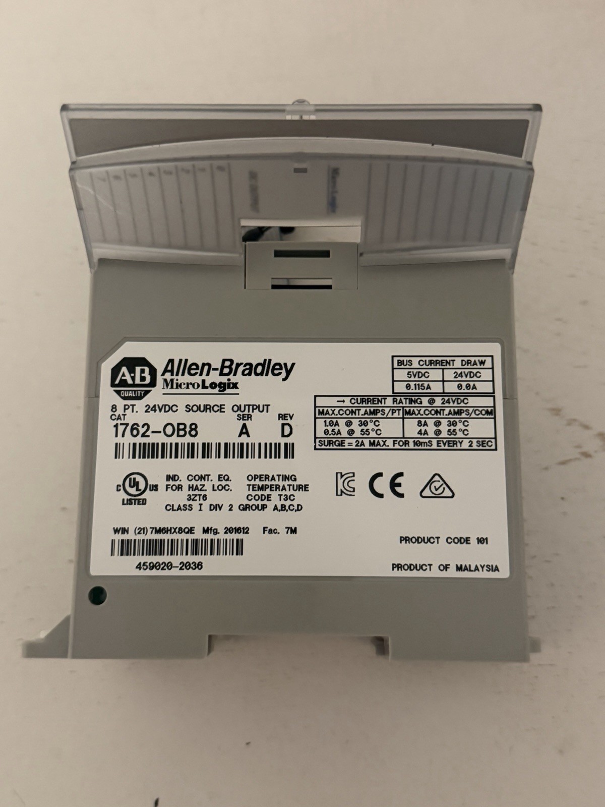 Allen-Bradley MicroLogix 1762-OB8 Digital Output Module, 8 Pt 24VDC Source