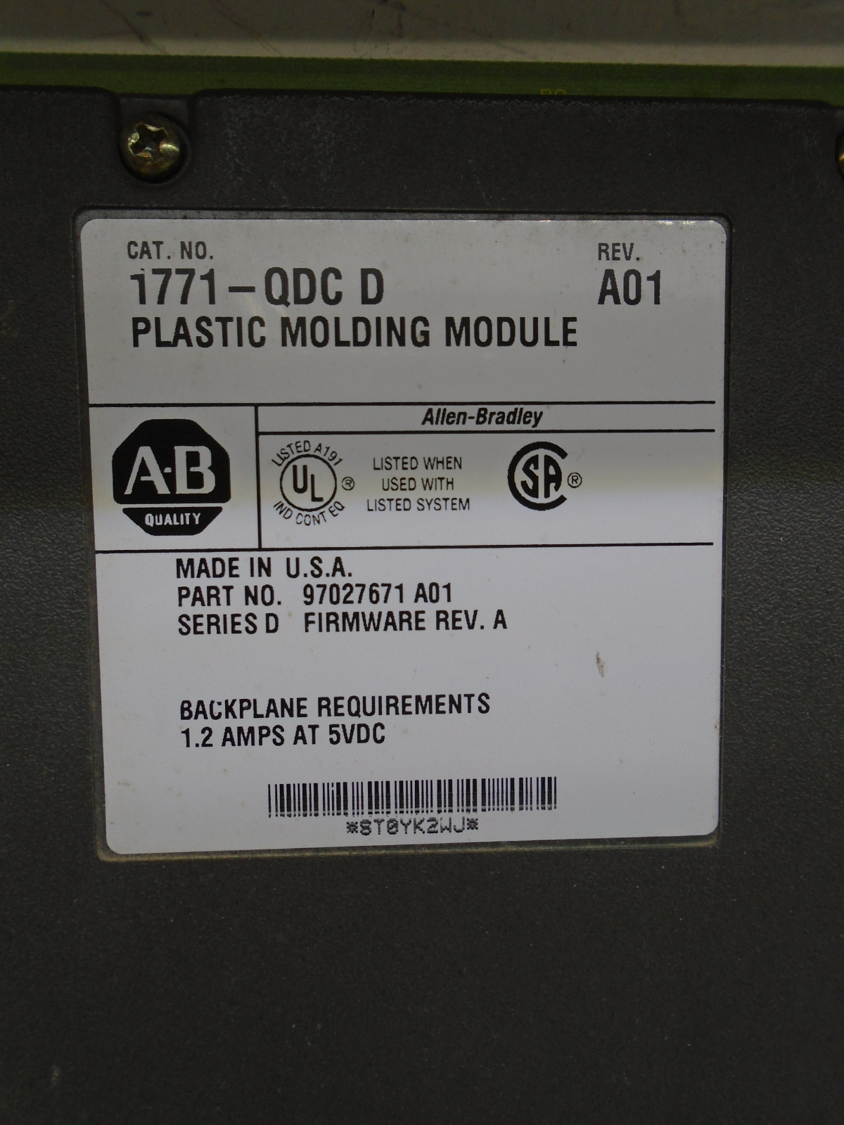 1771-QDC /D Allen Bradley PLC 5 Plastic Molding Module 1771QDC W515