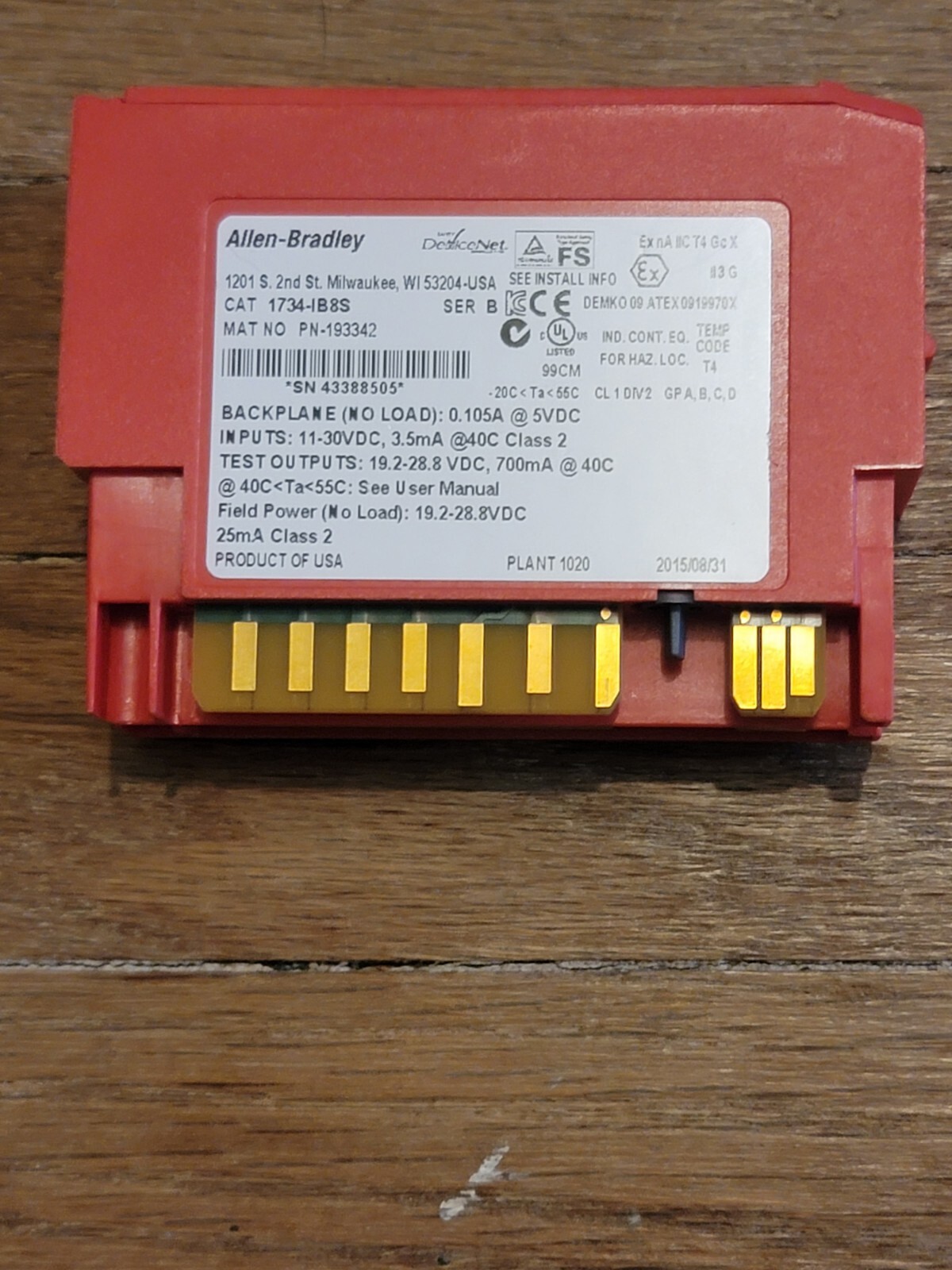 New Allen Bradley 1734-IB8S Series B I/O Digital Input Safety Module – USA –