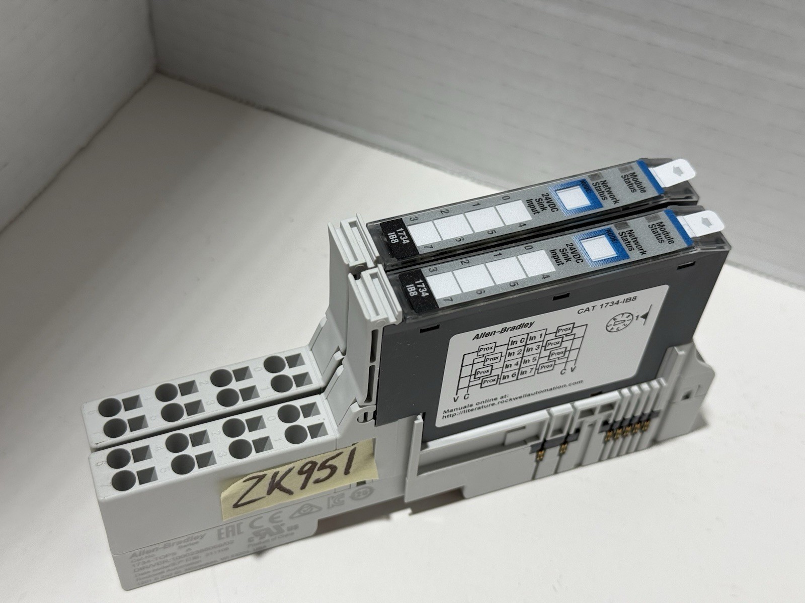 Lot of 2 Allen Bradley 1734-IB8 Input Module with Base 1734-TOP3S Nice