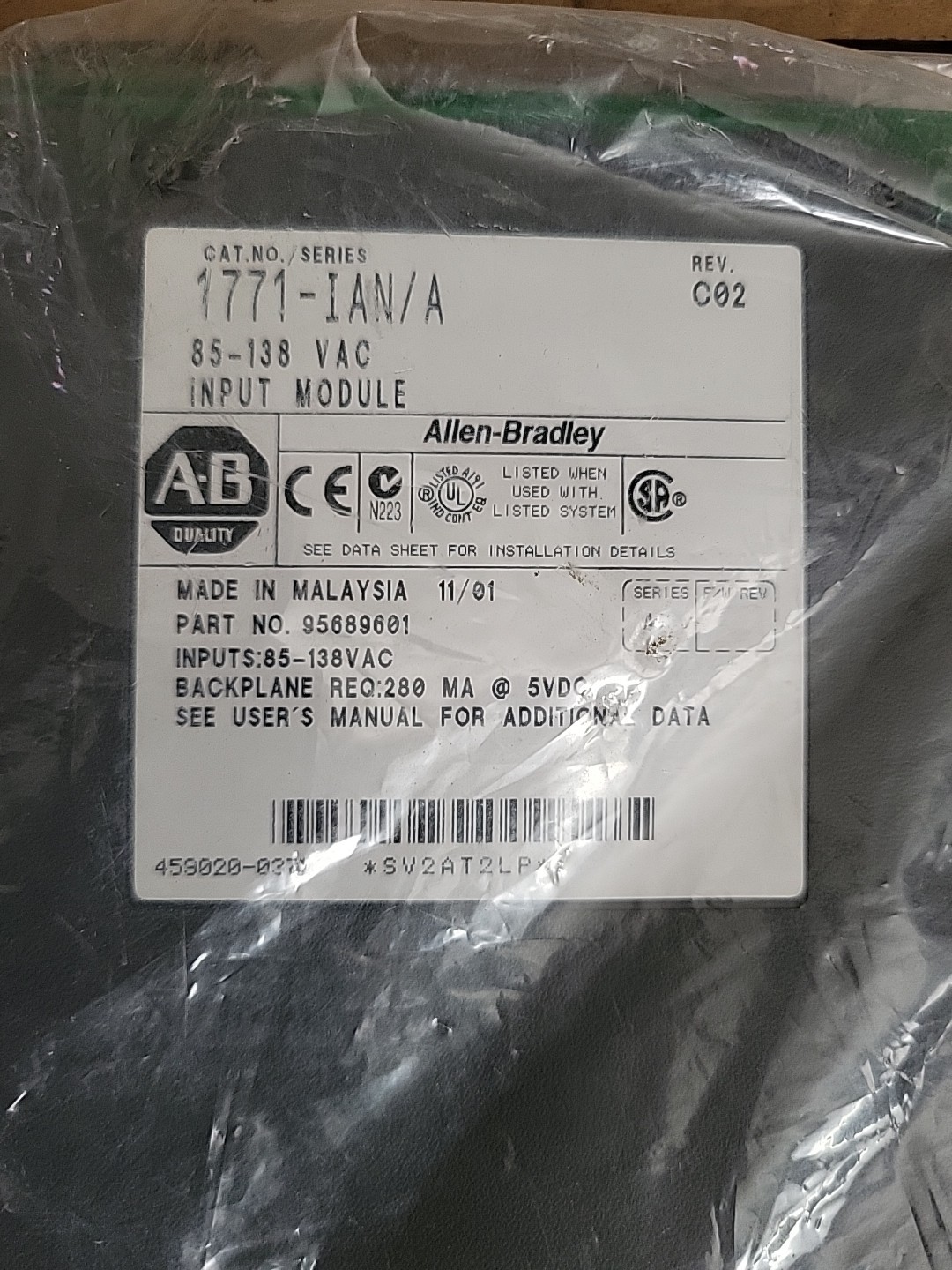 Allen Bradley 1771-IAN Series A PLC 5 AC Input Module NEW Open Box