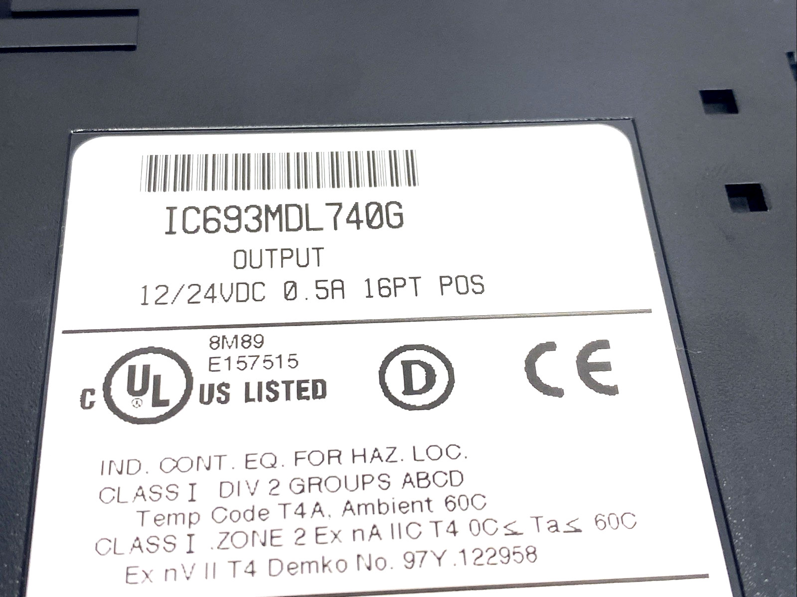GE Fanuc IC693MDL740G Output Module 12/24VDC 0.5A 16PT POS