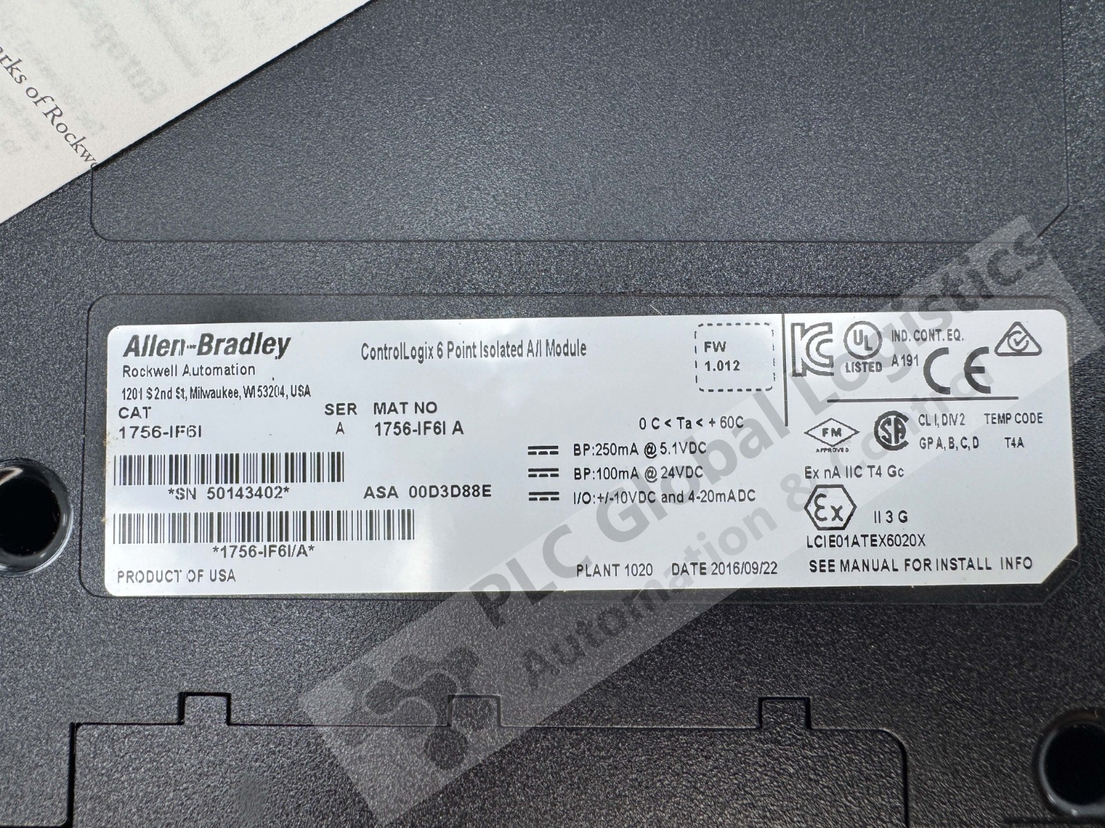 Sealed Allen Bradley 1756-IF6I /A ControlLogix Analog Input Module Current/Volt