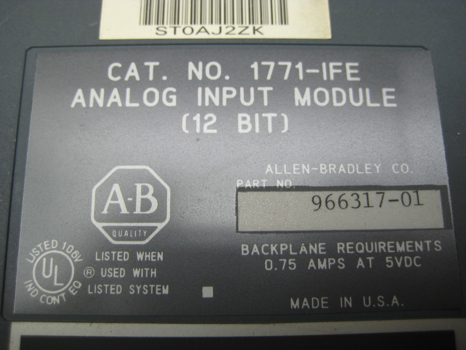 ALLEN BRADLEY 1771-IFE MODULE UNMP
