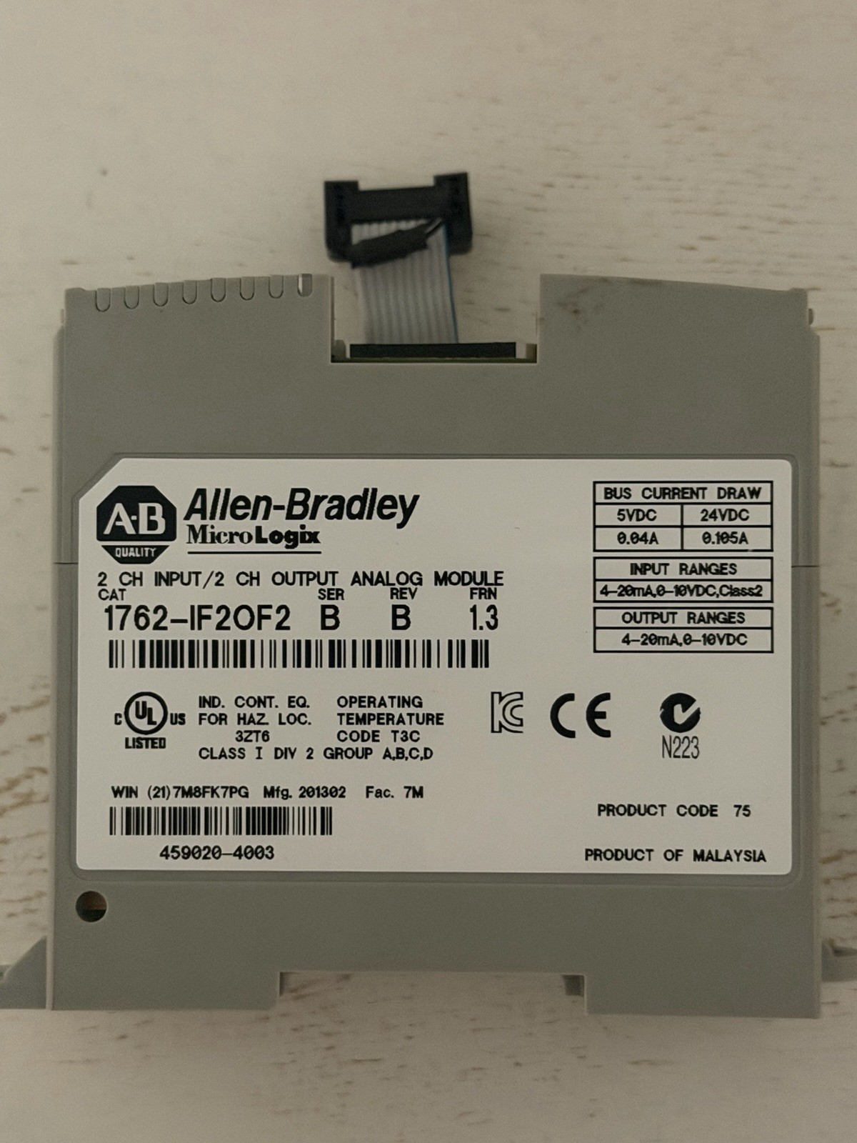 Allen-Bradley MicroLogix 1762-IF2OF2 Analog I/O Module, 2 In/2 Out