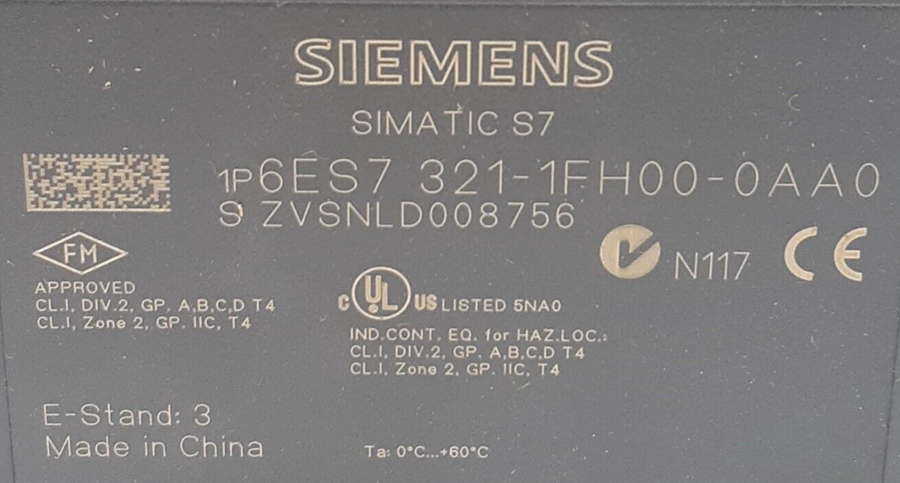Siemens 6ES7 321-1FH00-0AA0 Input Module – BROKEN PLASTIC