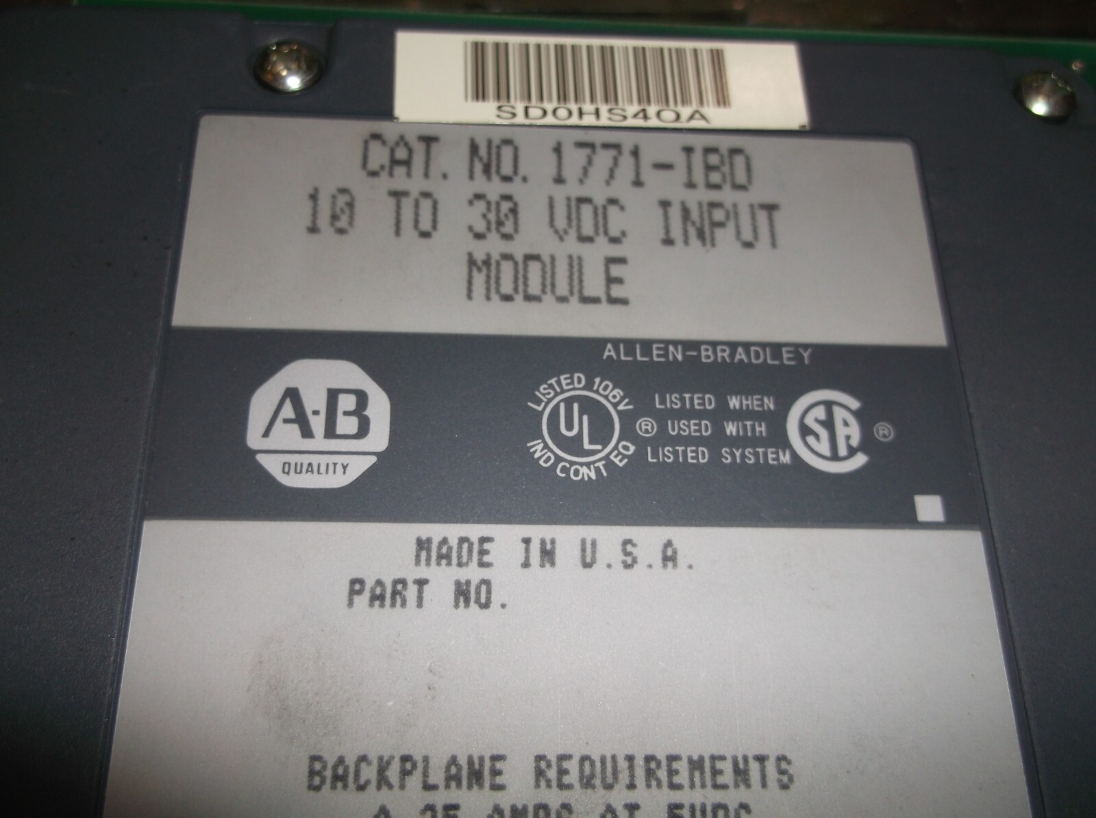 FRESH TAKEOUT ALLEN BRADLEY PLC 10 TO 30 VDC INPUT MODULE 1771-IBD (857)