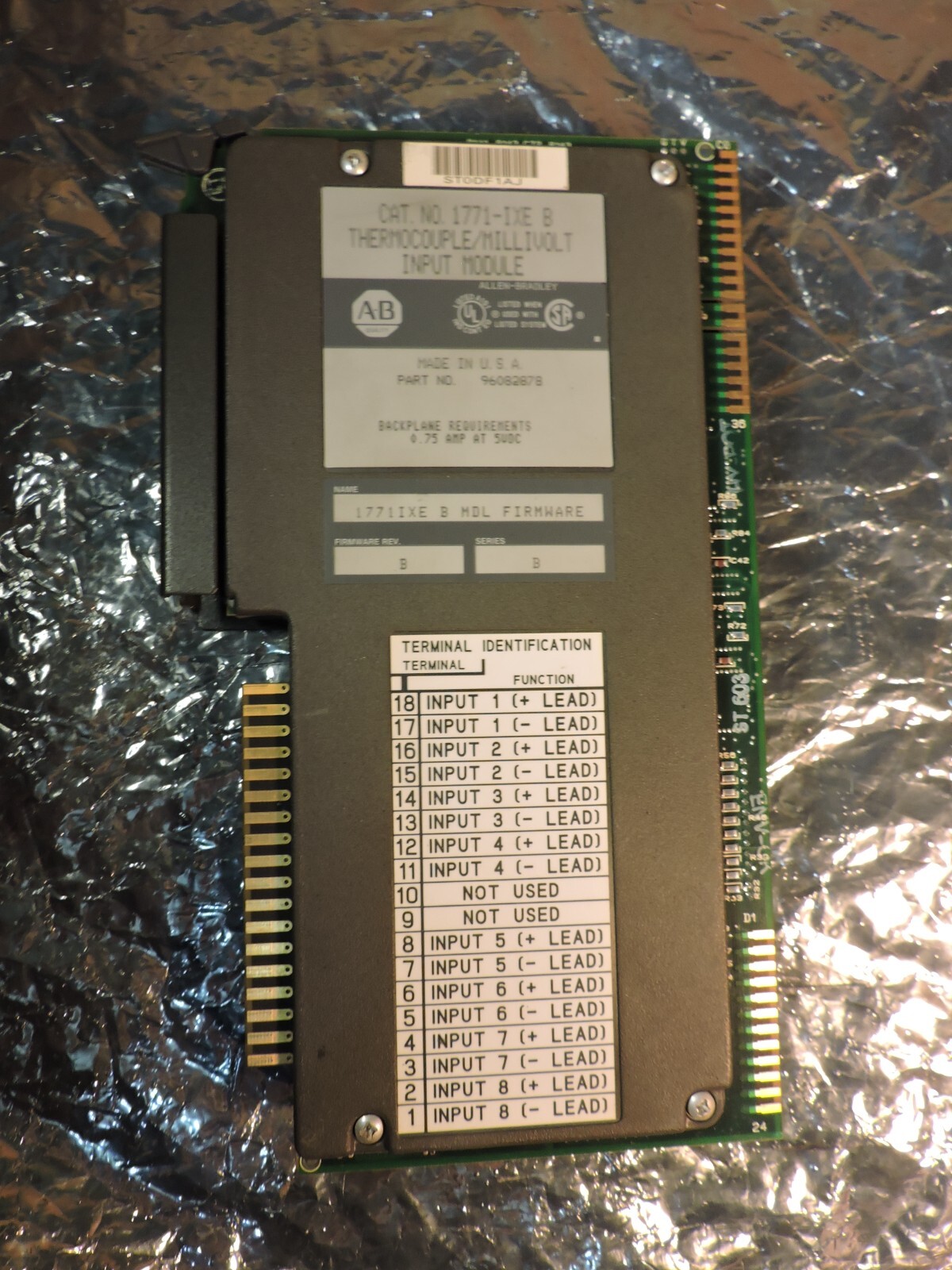 Allen Bradley 1771-IXE Ser B FW Rev B Thermocouple/Millivolt Input Module PLC