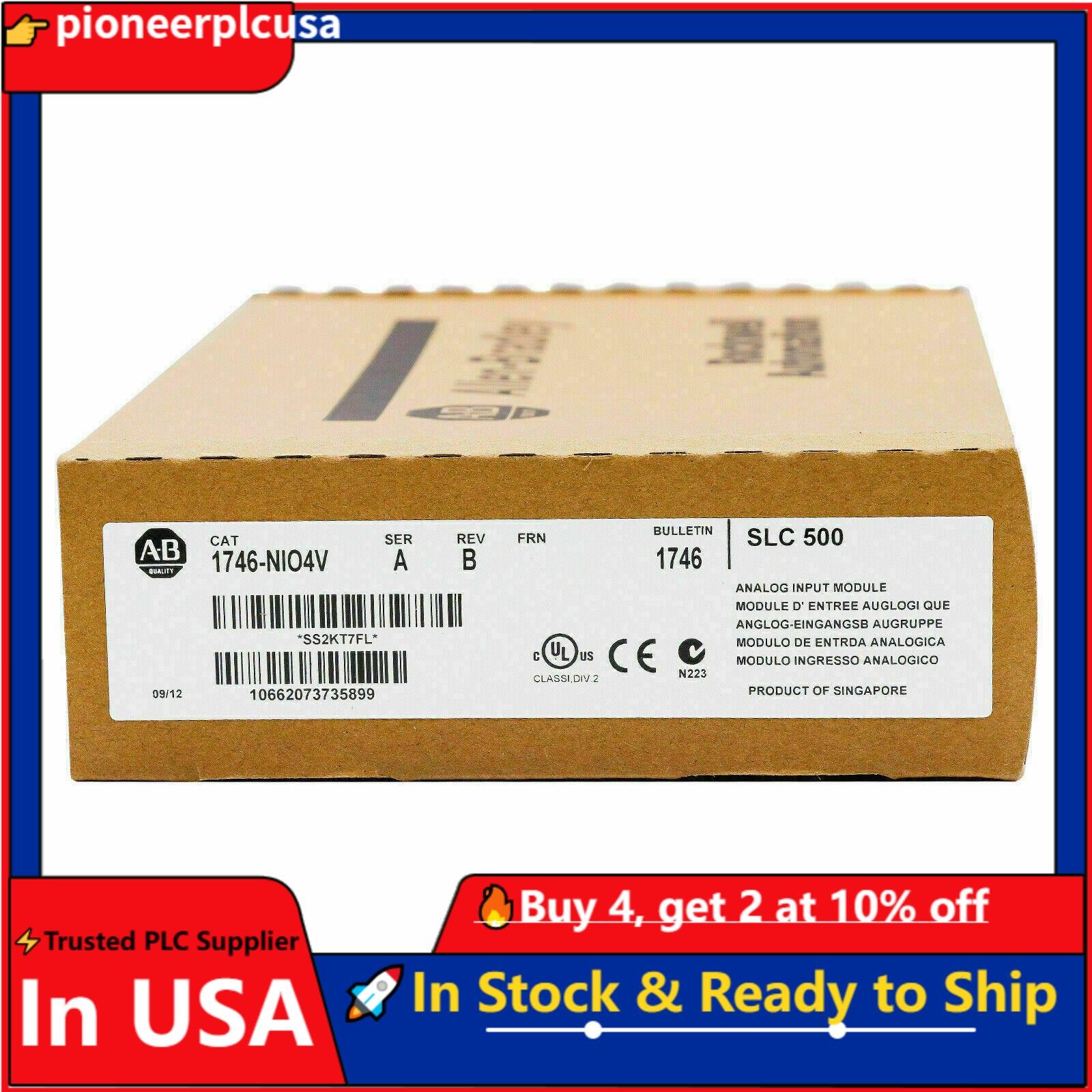 Sealed AB 1746-NIO4V SER A SLC 500 Analog Output Module FAST SHIP US Free Tax