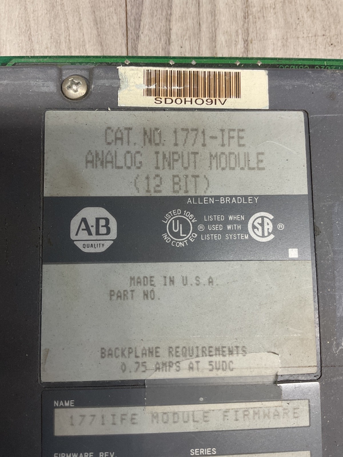 Allen Bradley 1771-IFE Analog Input Module (12 Bit) #4001A23
