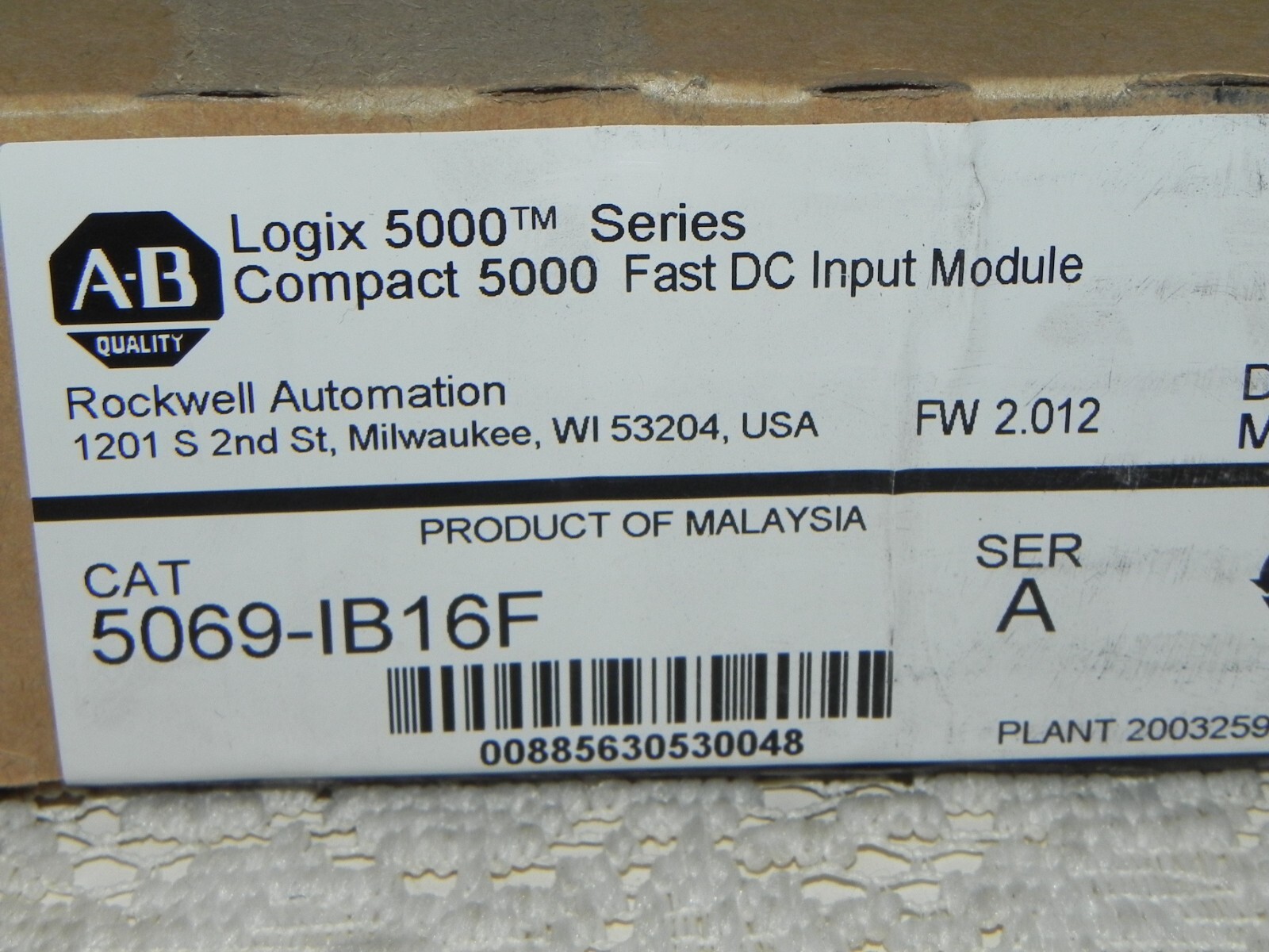 Allen Bradley 5059-1B16F SER A Logix 5000 Compact Fast DC Input Module PN184186