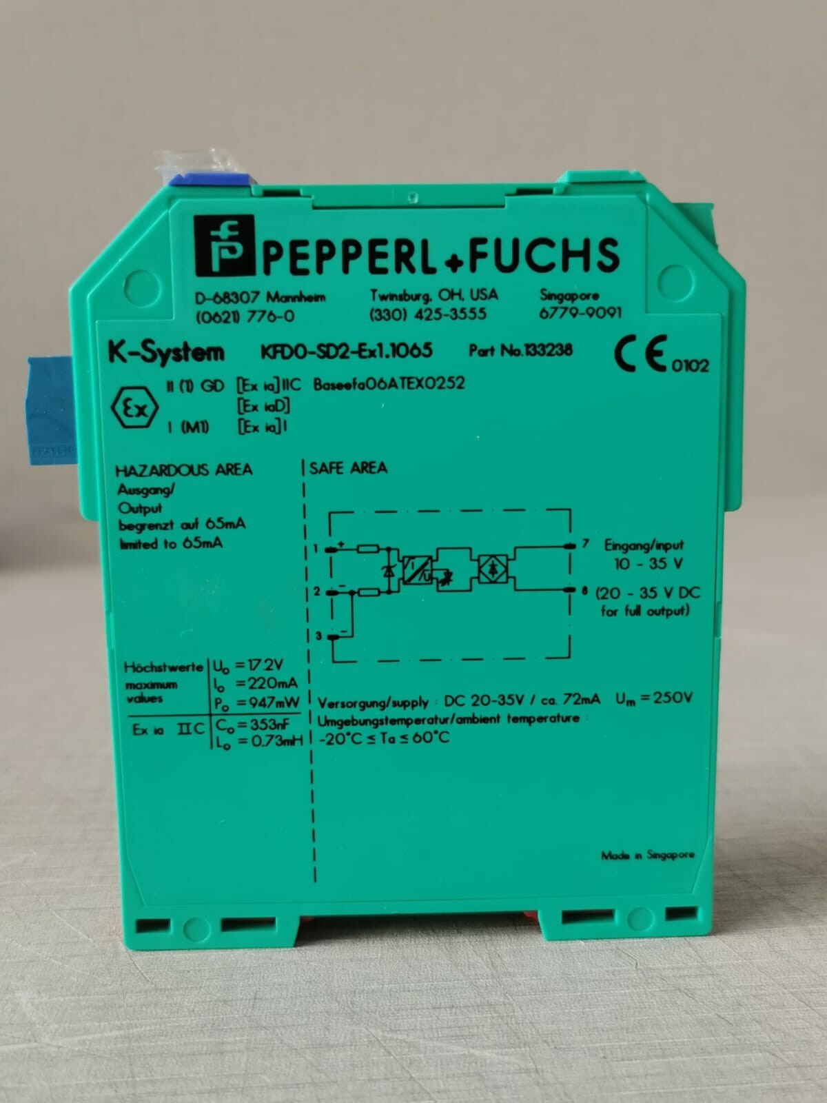 PEPPERL+FUCHS KFD0-SD2-Ex1.1065 SOLENOID DRIVER 133238