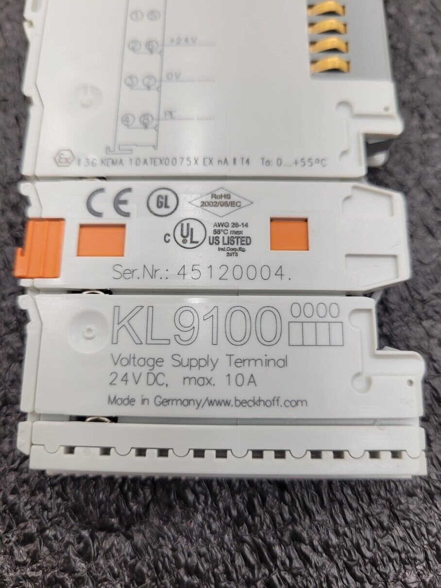 Beckhoff KL9100 Voltage Supply Terminal 24VDC 10A