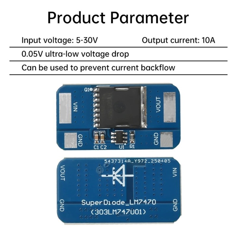 Energy Efficient Diode Module 10A Current Capacity 0.05V Drop Solar Panel Safety