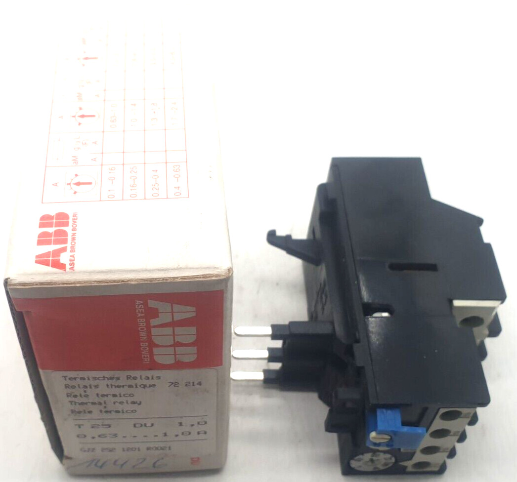 ABB T25 DU 1.0 thermal relay 0.63A – 1.0A new original packaging