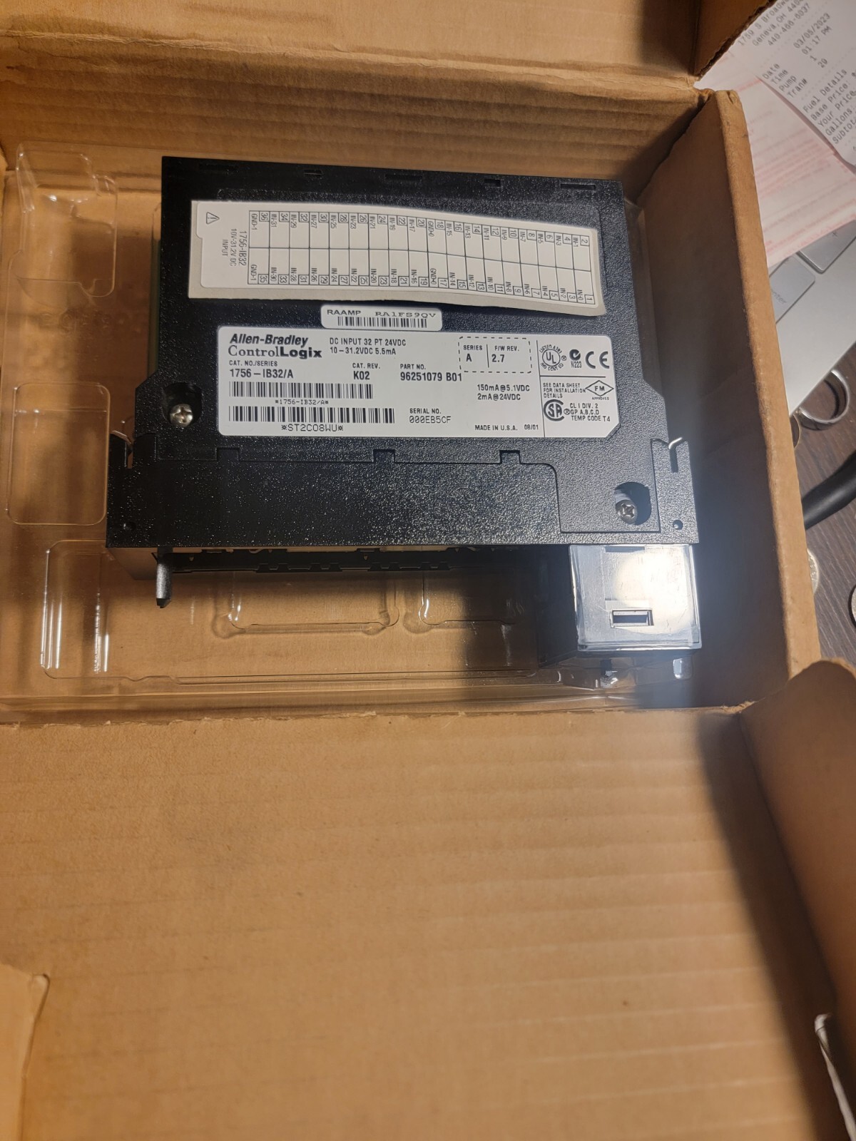 ALLEN BRADLEY CONTROL LOGIX 1756-IB32/A PART NO. 96251079 B02, F/W 2.7 NEW OTHER