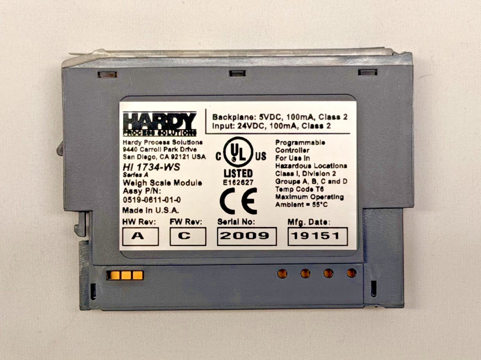 Hardy HI 1734-WS POINT I/O 1-Ch Load Cell Weigh Scale Module 24VDC Open Box