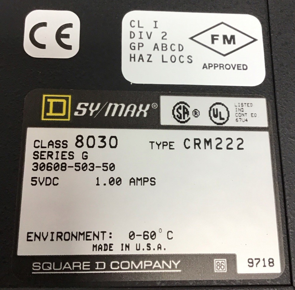 Square D SY/MAX 8030 CRM222 Remote Interface Module 5VDC 1A (R9)