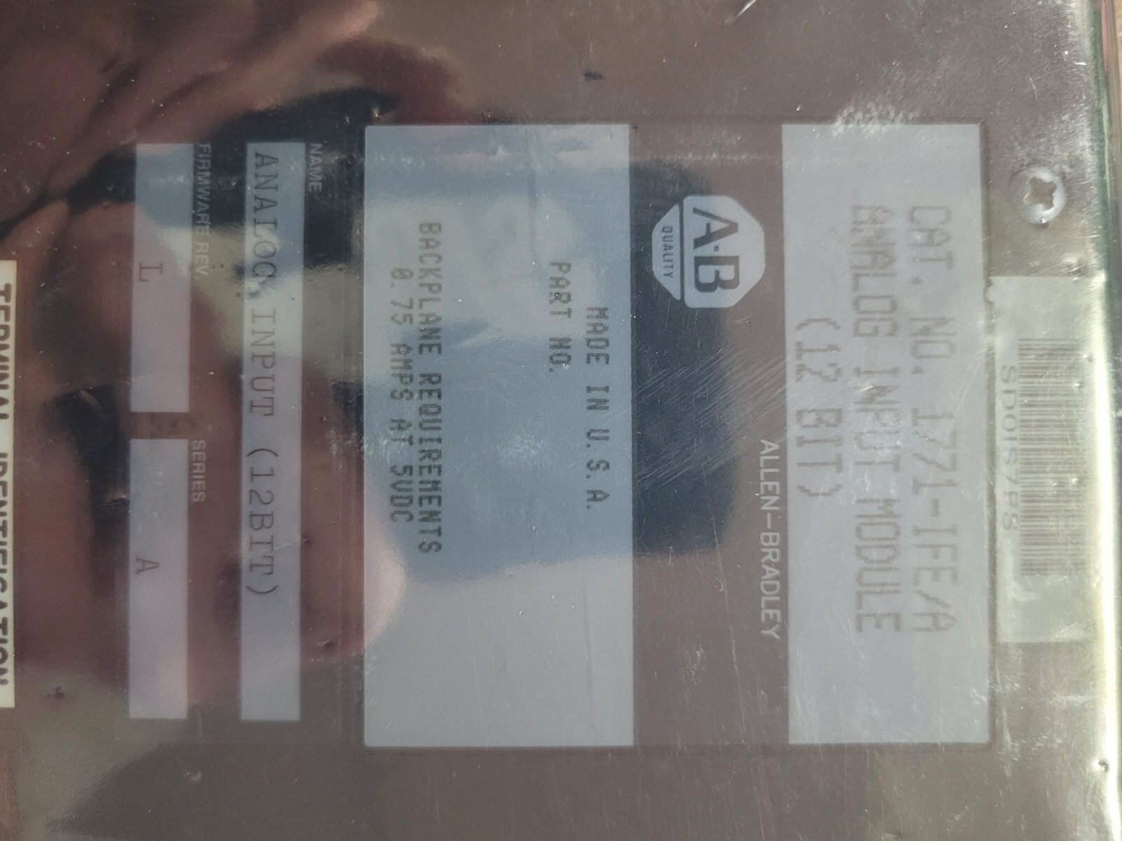 ALLEN BRADLEY 1771-IFE SER. A 12 BIT ANALOG INPUT MODULE