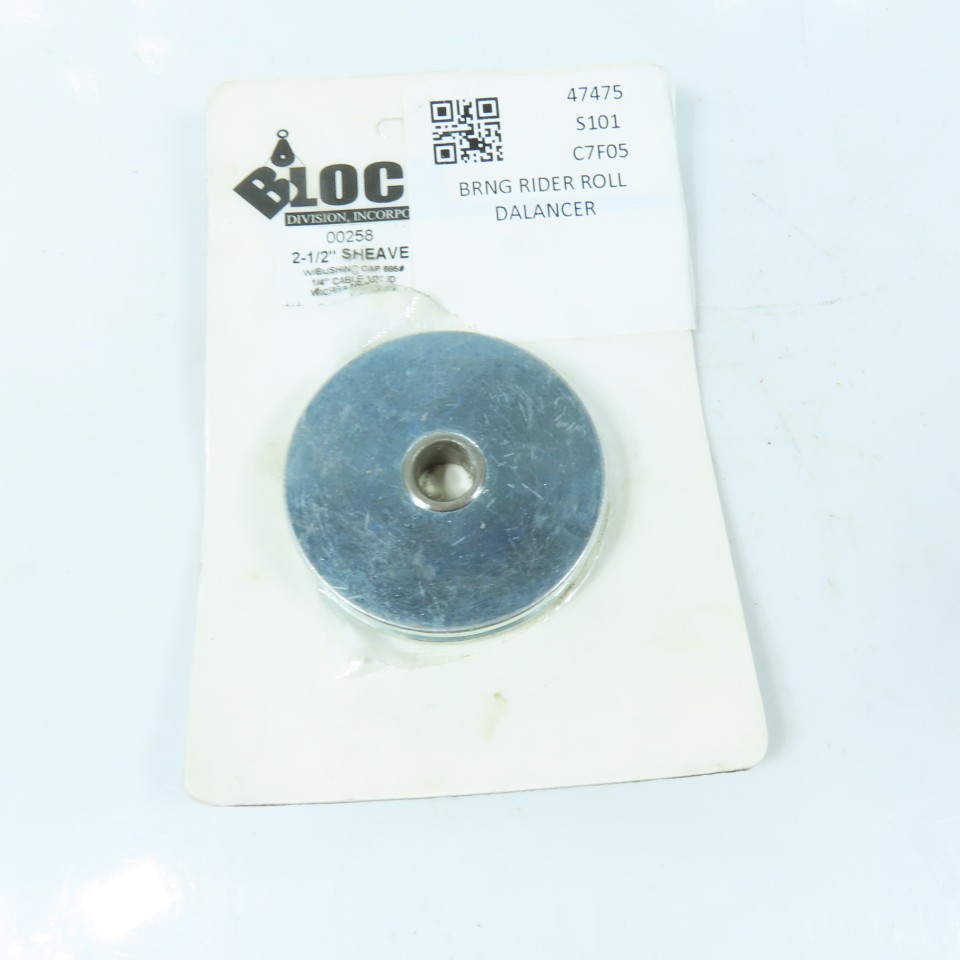 Block Division 00258 Wire Rope Sheave 2-1/2″ OD 1/4″ Cable 1/2″ ID Bearing