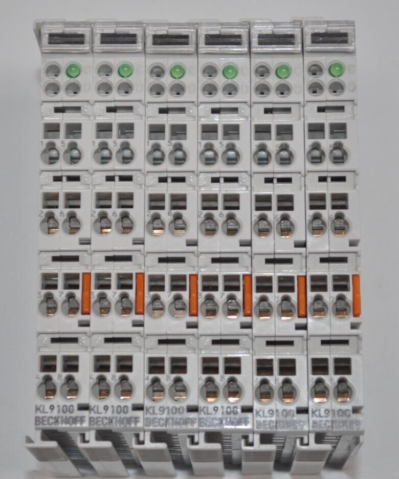 Lot of 6 Beckhoff KL9100 24 VDC 10A Voltage Supply Terminals