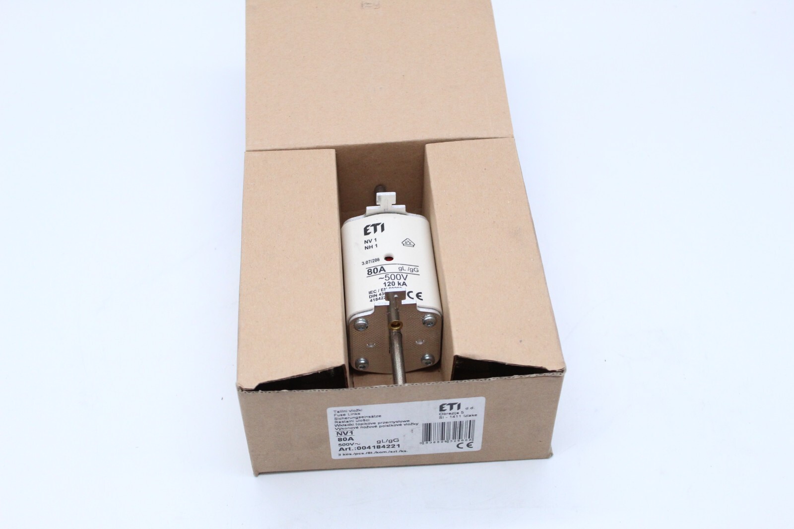 ETI NV1 Fuse Block 80A gL/gG 500V 004184221 3 Piece Pack
