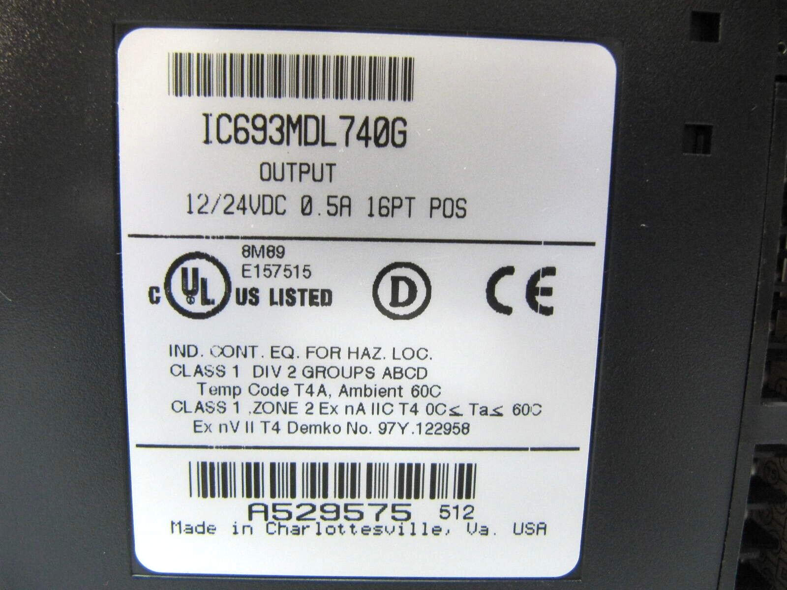 GE Fanuc 12/24VDC 16PT PLC Output Module IC693MDL740G