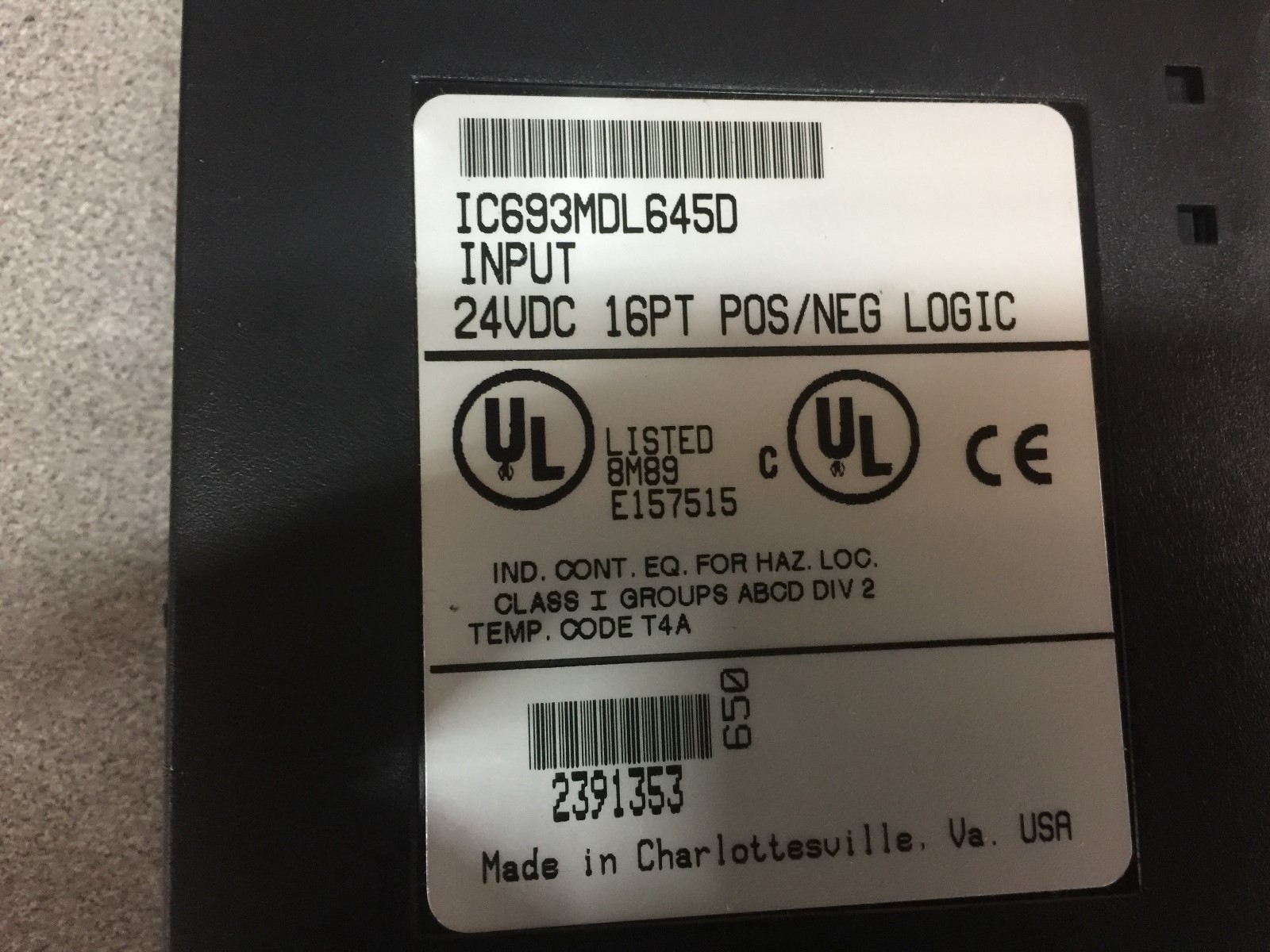 USED GE FANUC 24 VDC 16 PT INPUT CARDS IC693MDL645D
