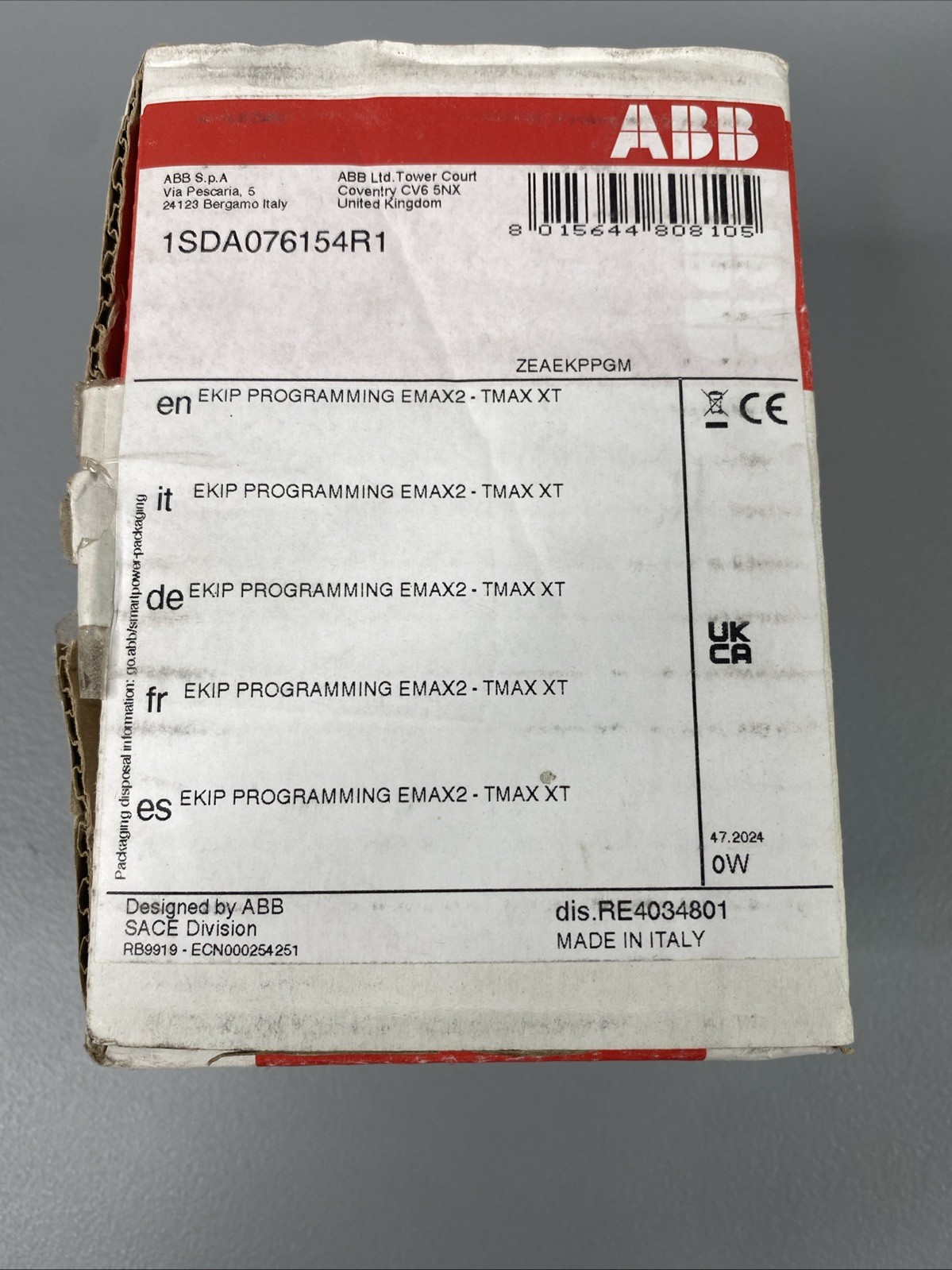 ABB 1SDA076154R1, EKIP PROGRAMMING EMAX2 – TMAX XT Made In Italy New In Box