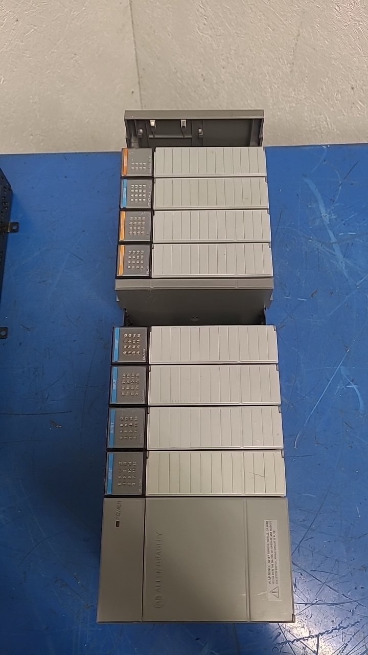 Allen Bradley SLC 500 PLC System Lot (2) 1746-A10 Chassis Racks & Modules