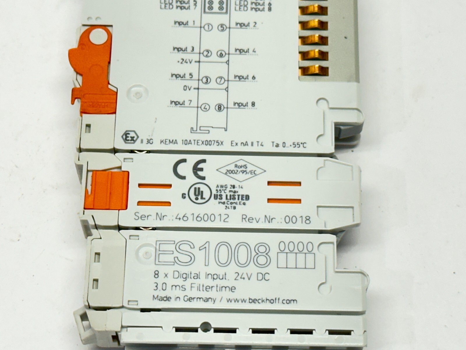 Beckhoff ES1008 EtherCAT Terminal 8-Channel Digital Input 3ms 24VDC