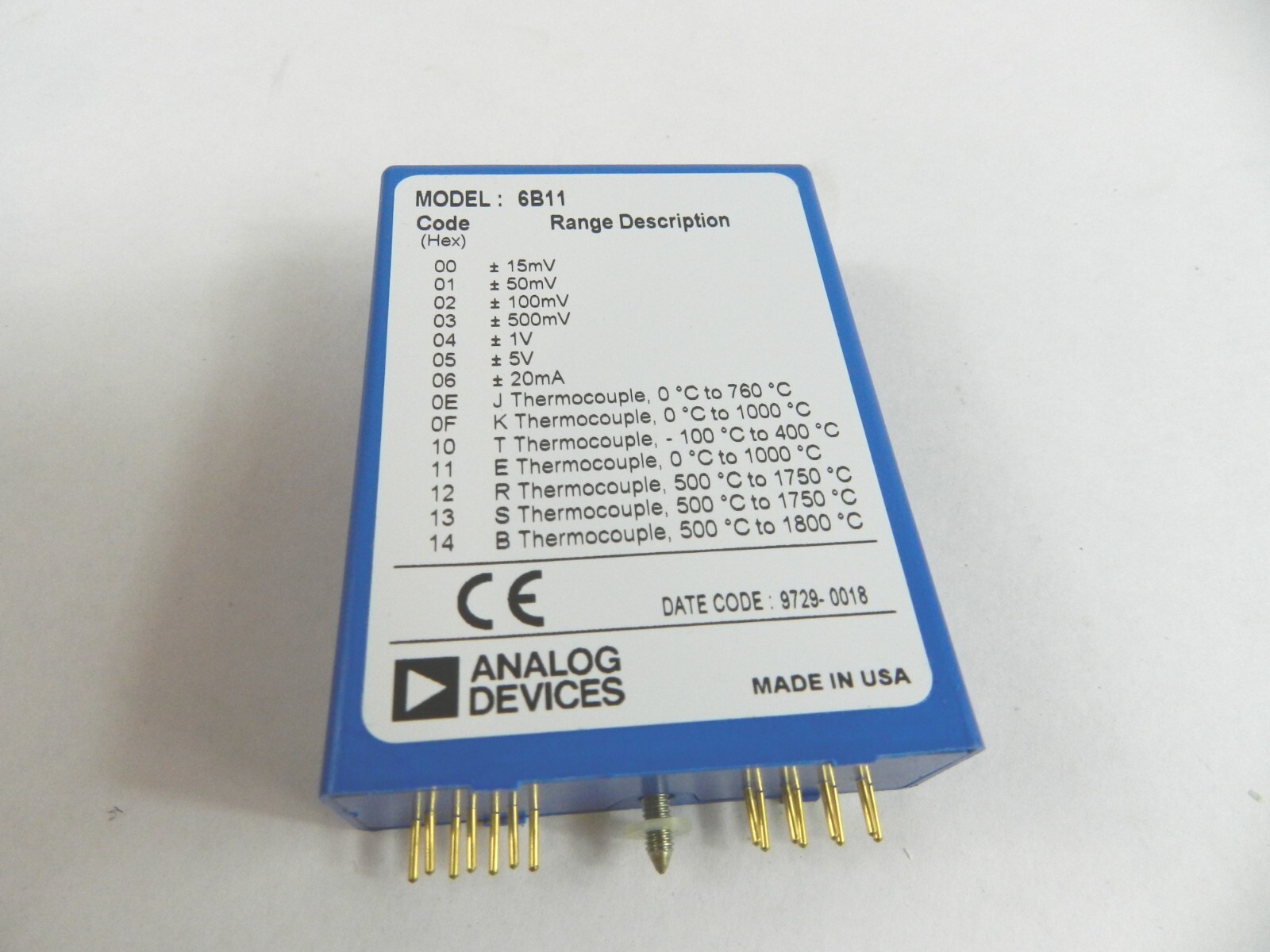 Analog Devices 6B11 Isolated Analog Input Module TC/mV/mA 3