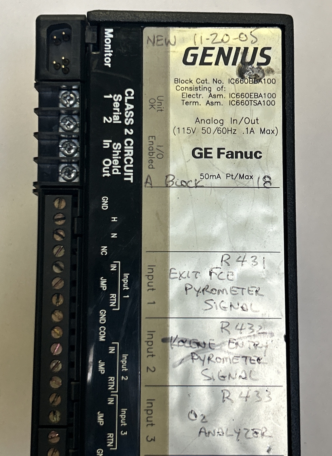 GE FANUC,IC660BBA100,GENIUS BLOCK ANALOG I/O MODULE