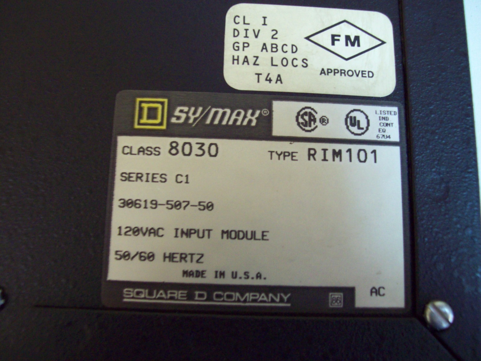 SQUARE D 8030 RIM101 SER.C1 SY/MAX INPUT MODULE 30619-507-50 – USED – FREE SHIP