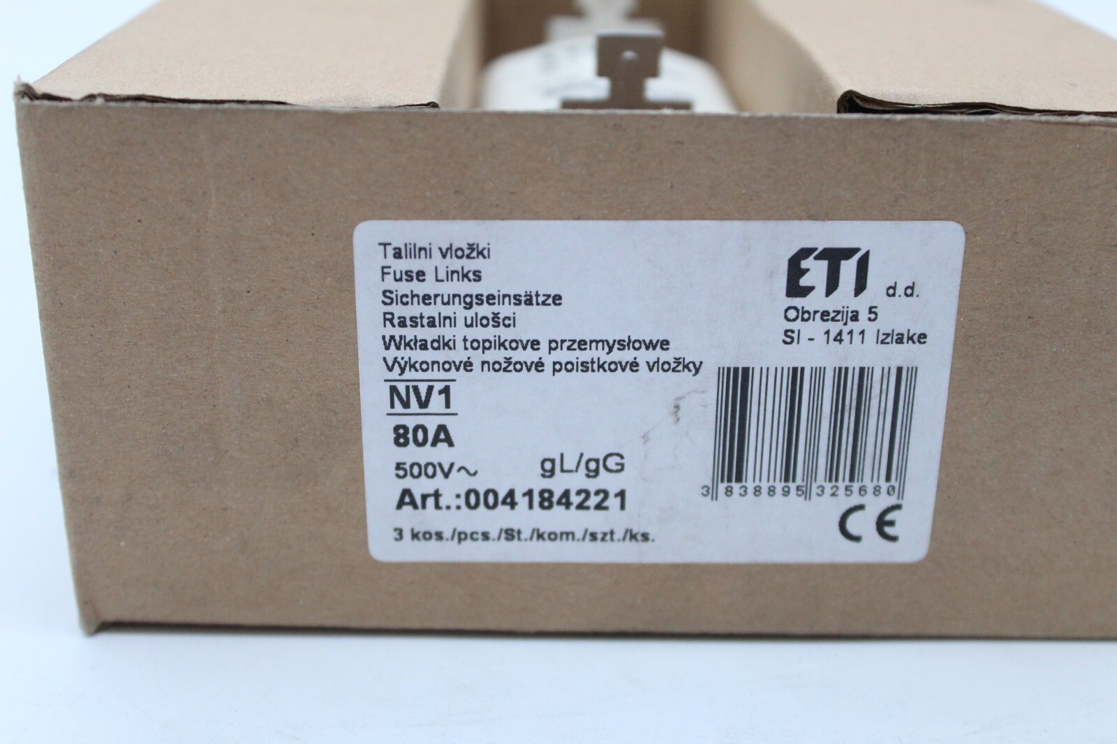 ETI NV1 Fuse Block 80A gL/gG 500V 004184221 3 Piece Pack